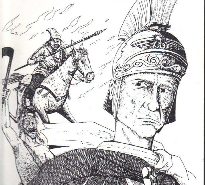 Klassieke zwart-wit illustratie van Gladius et Pilum